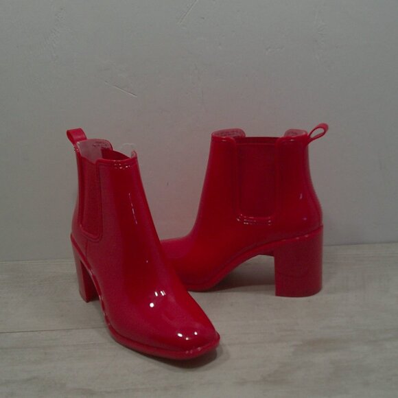 Sexy Jeffrey Campbell Hurricane Cherry Red Waterproof Rain Boots Size 9 - Picture 1 of 14